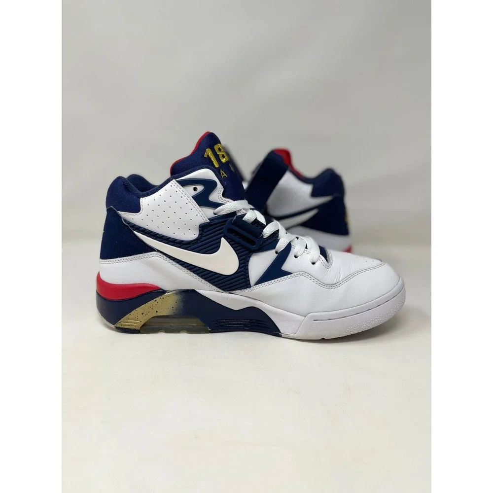 Nike Air Force 180 Mens Size 10 White Navy Gold Excellent Olympic Barkley